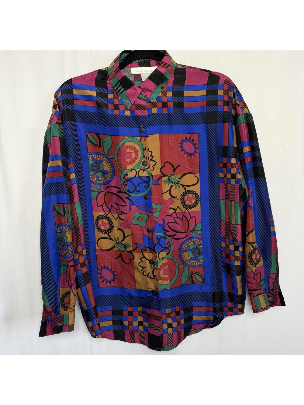 Vintage The Limited Artistic Button Down Long Sleeve 100% Silk Blouse Size XS